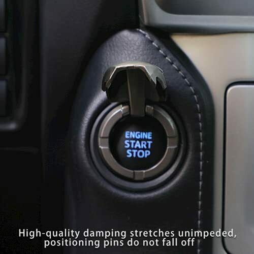 Car Push Start Button Cover Keyless Engine Start Stop Button Case Aluminum Push Protector Cover Ignition Switch Key Button Safety Casing Iron Man Decoration