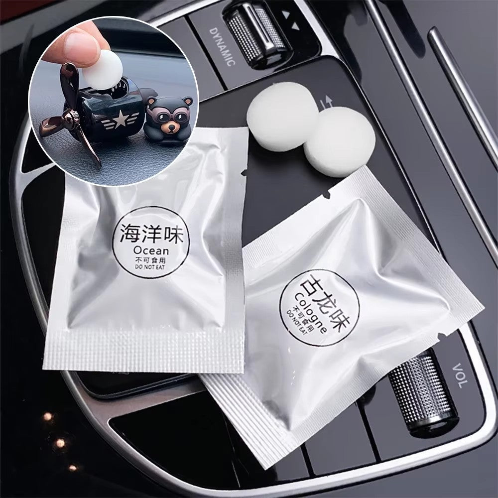 10Pcs Car Air Freshener Supplement Solid Fragrance Scent Pilot Rotating Propeller Air Outlet Perfume Refill Tablets Ocean Lemon Lavender