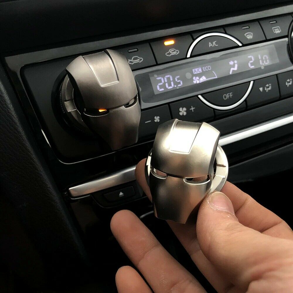 Car Push Start Button Cover Keyless Engine Start Stop Button Case Aluminum Push Protector Cover Ignition Switch Key Button Safety Casing Iron Man Decoration