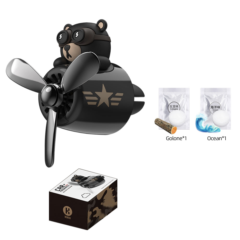 Car Air Freshener Black Bear Pilot Car Air Freshener Air Outlet Wingman Propeller Perfume Flavoring Diffuser Supplies