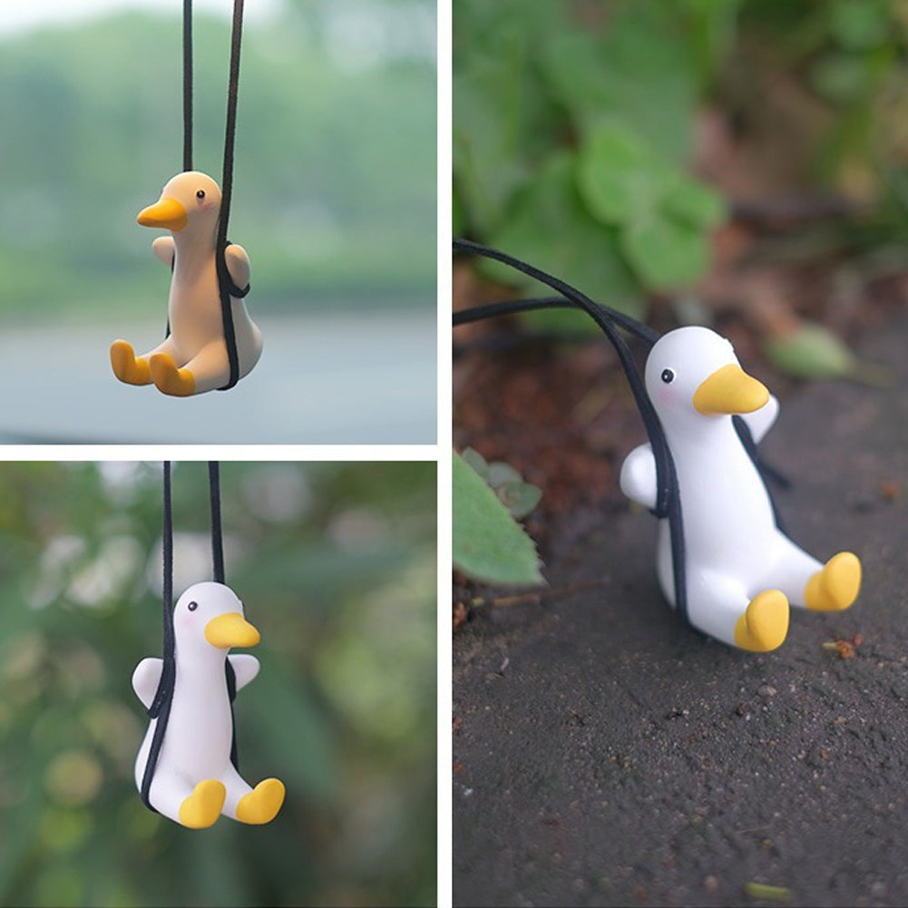 BC Cute Car Accessorie Swing Duck Pendant Auto Rearview Mirror Ornaments Birthday Gift Auto Decoraction