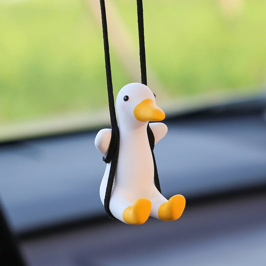 BC Cute Car Accessorie Swing Duck Pendant Auto Rearview Mirror Ornaments Birthday Gift Auto Decoraction